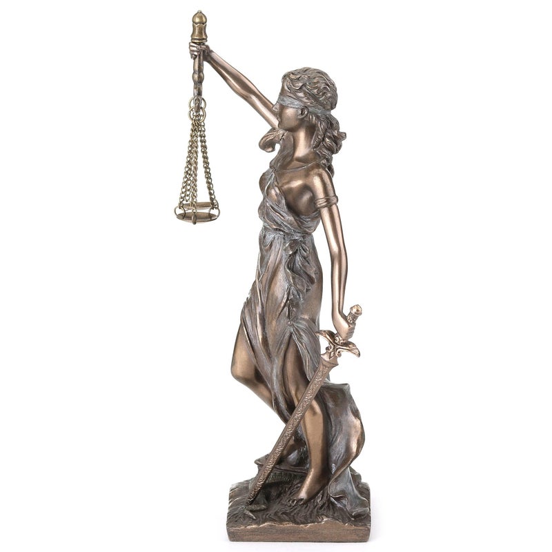 UNICORN STUDIO 8 1/8 Inch Lady Justice Holding Scale and Sword Cold Cast Resin Bronze Finish Statue Home Decor Gift - Image 3